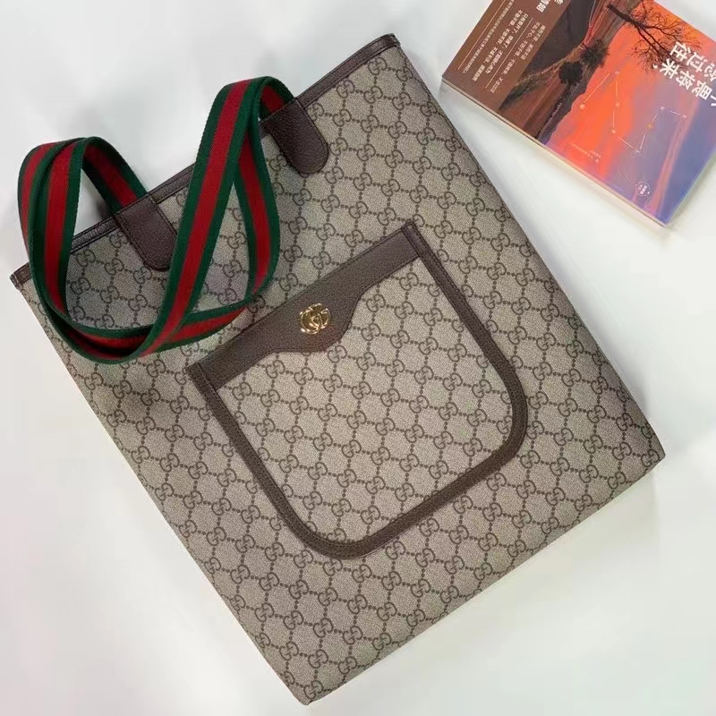 Gucci Unisex Ophidia GG small tote Bag Beige Ebony GG Supreme Canvas (5)