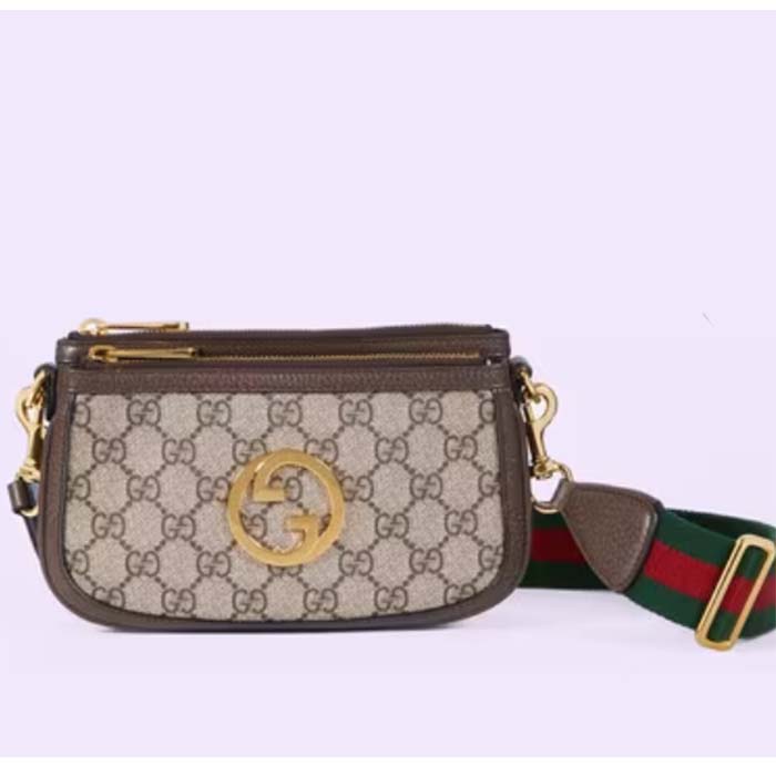 Gucci Women Blondie GG Mini Bag Beige Ebony GG Supreme Canvas
