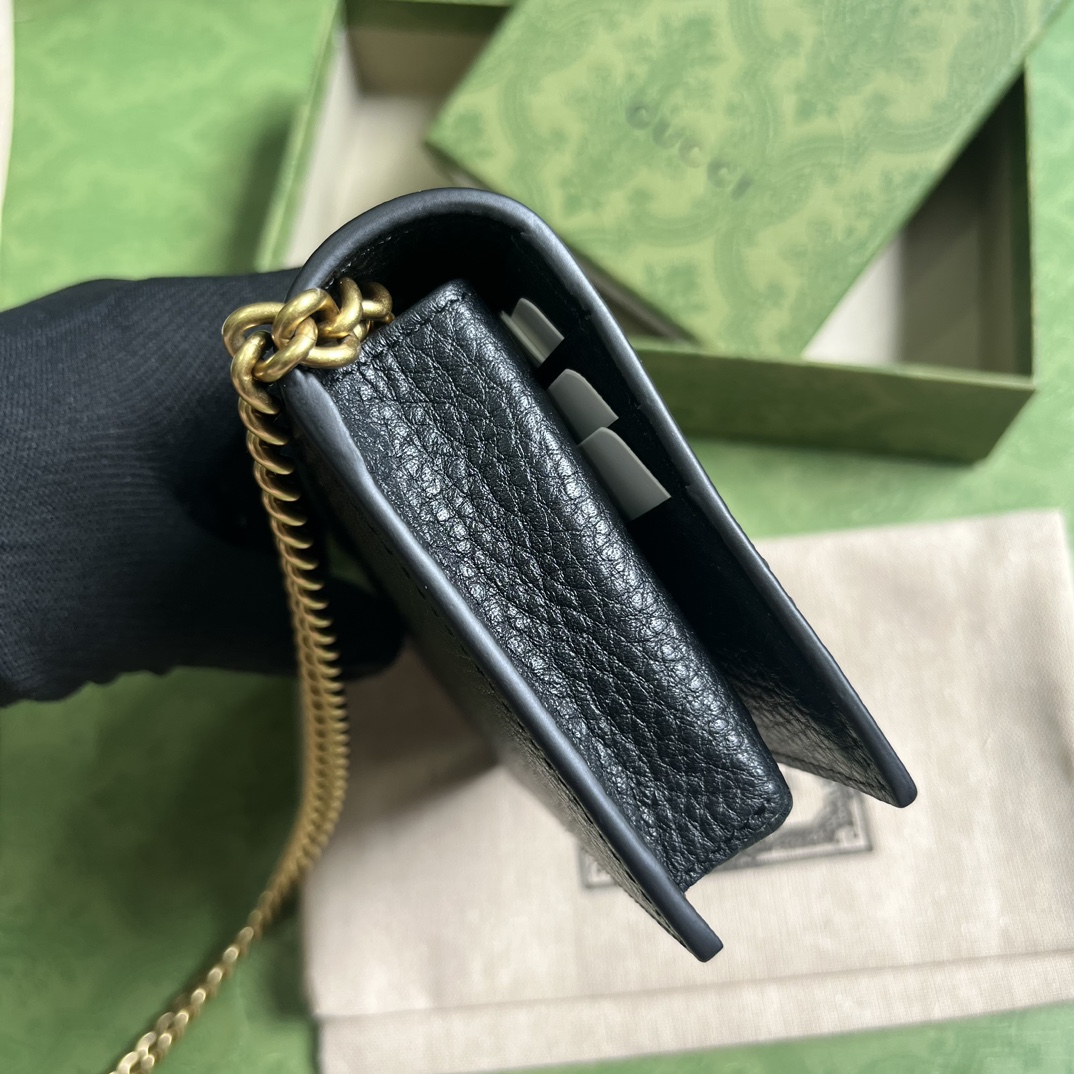 Gucci Women GG Chain Wallet Interlocking G Python Bow Black Leather (6)