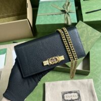 Gucci Women GG Chain Wallet Interlocking G Python Bow Black Leather (4)