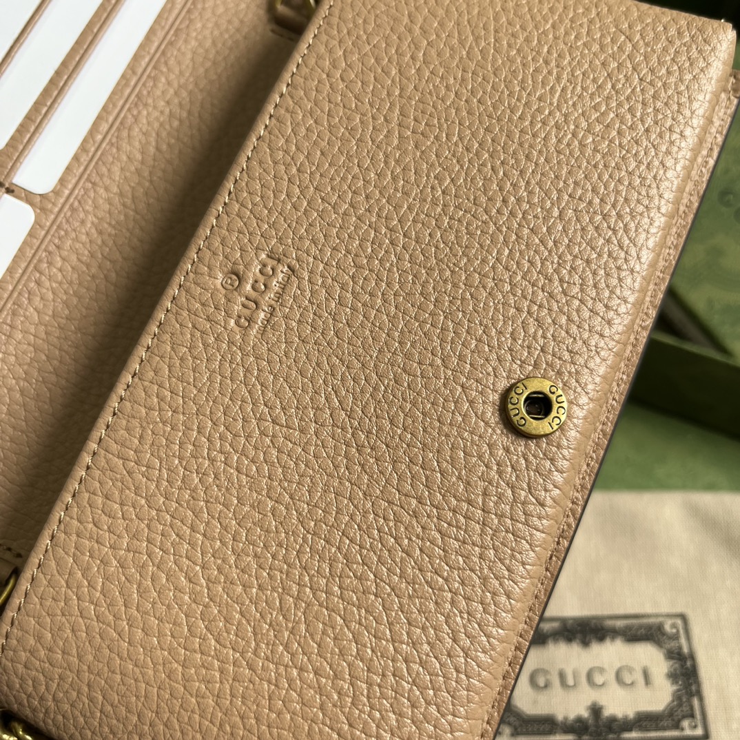 Gucci Women GG Chain Wallet Interlocking G Python Bow Rose Beige Leather (10)