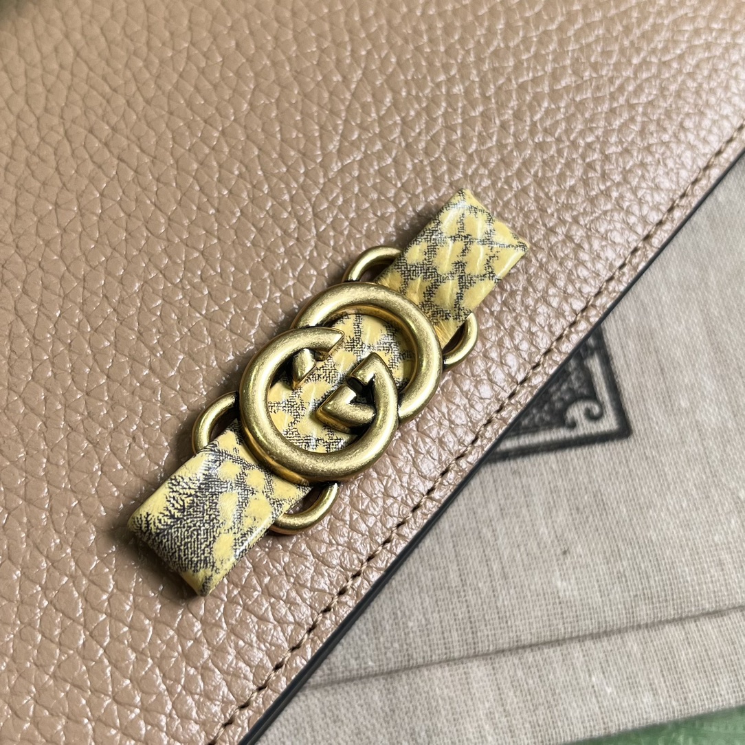 Gucci Women GG Chain Wallet Interlocking G Python Bow Rose Beige Leather (3)