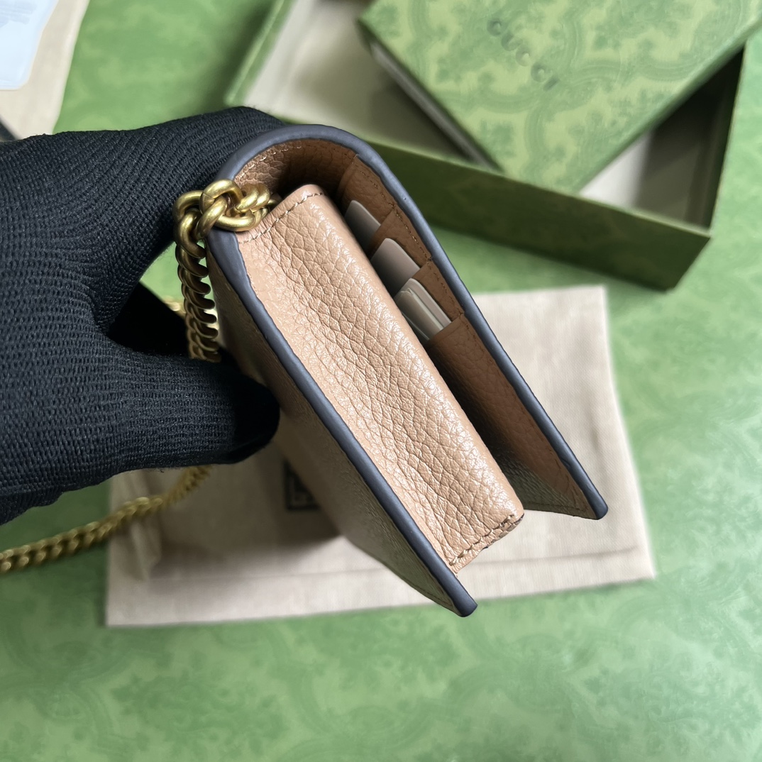 Gucci Women GG Chain Wallet Interlocking G Python Bow Rose Beige Leather (8)