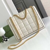 Gucci Women GG Deco Small Shoulder Bag Off White Quilted Leather (1)