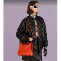 Gucci Women GG Diana Small Tote Bag Orange Leather Double G (2)