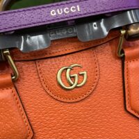 Gucci Women GG Diana Small Tote Bag Orange Leather Double G (2)