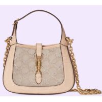 Gucci Women GG Jackie 1961 Mini Crystal GG Lizard Bag Powder Pink Mesh (2)