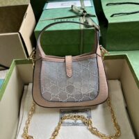 Gucci Women GG Jackie 1961 Mini Crystal GG Lizard Bag Powder Pink Mesh (2)