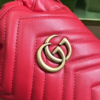 Gucci Women GG Marmont Mini Bucket Bag Red Matelassé Chevron Leather Double G (2)