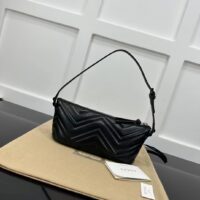 Gucci Women GG Marmont Shoulder Bag Black Matelassé Chevron Leather (6)