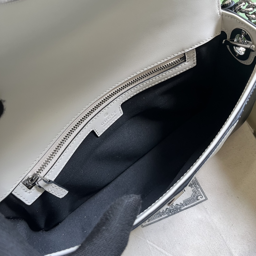 Gucci Women Petite GG Small Shoulder Bag Black White Leather Double G (11)