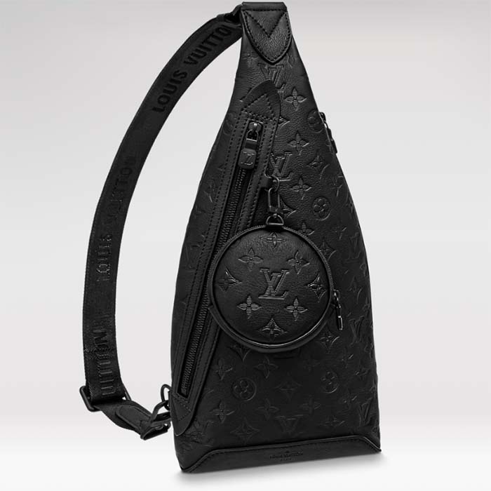 Louis Vuitton LV Unisex Duo Slingbag Black Calf Leather Removable Zipped Pouch