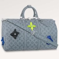 Louis Vuitton LV Unisex Keepall Bandoulière 50 Granite Taurillon Monogram Embossed Cowhide Leather