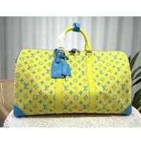 Louis Vuitton LV Unisex Keepall Bandoulière 50 Lime Green Monogram Playground Coated Canvas (8)