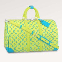 Louis Vuitton LV Unisex Keepall Bandoulière 50 Lime Green Monogram Playground Coated Canvas (8)