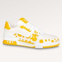 Louis Vuitton LV Unisex LV x YK LV Trainer Sneaker Yellow Calf Leather Rubber (7)