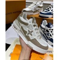 Louis Vuitton LV Unisex Skate Sneaker Beige Mix Materials Double Laces Rubber (9)