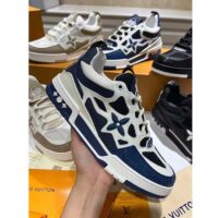 Louis Vuitton LV Unisex Skate Sneaker Navy Blue Mix Materials Double Laces Rubber (7)