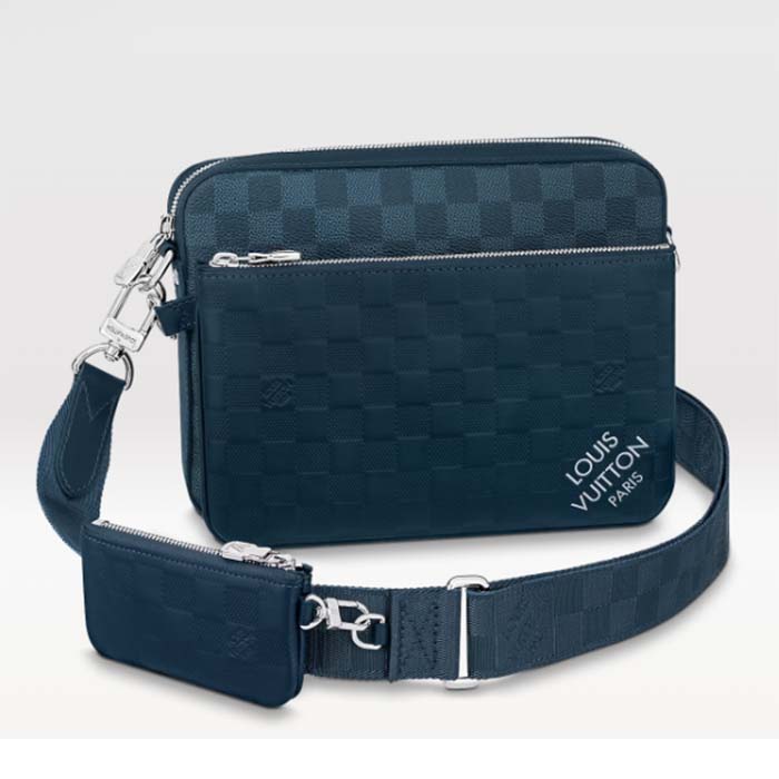 Louis Vuitton LV Unisex Trio Messenger Blue Sapphire Damier Infini Cowhide Leather