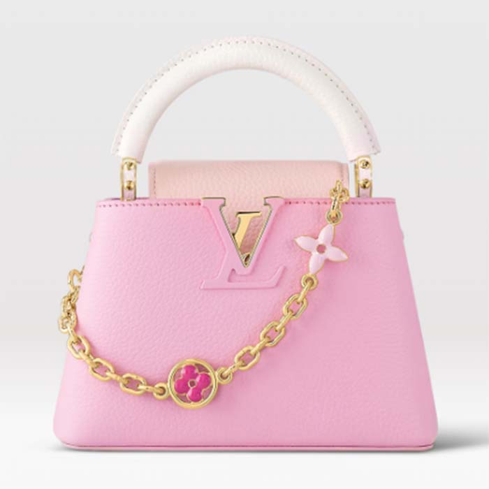 Louis Vuitton LV Women Capucines Mini Handbag Rose Chamallow Pink Taurillon Leather