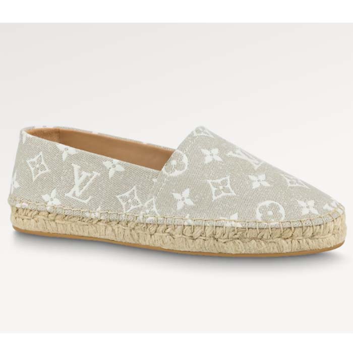 Louis Vuitton LV Women Starboard Flat Espadrille Beige Monogram Denim Rope Rubber