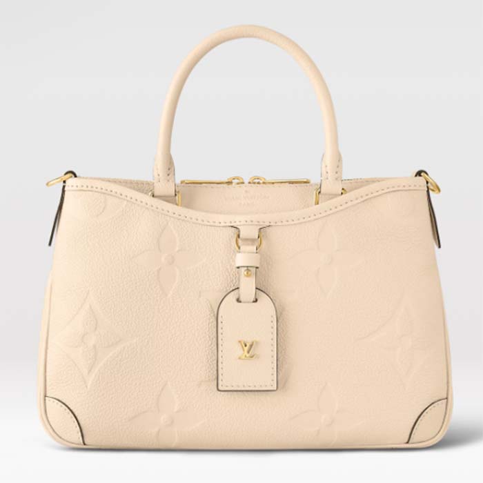 Louis Vuitton LV Women Trianon PM Bag Cream Embossed Grained Cowhide Leather
