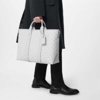 Louis Vuitton Unisex Weekend Tote NM Optic White Monogram Coated Canvas Taiga Cowhide (11)