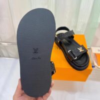 Louis Vuitton Women LV Sunset Flat Comfort Sandal Black Raffia Micro Outsole (6)