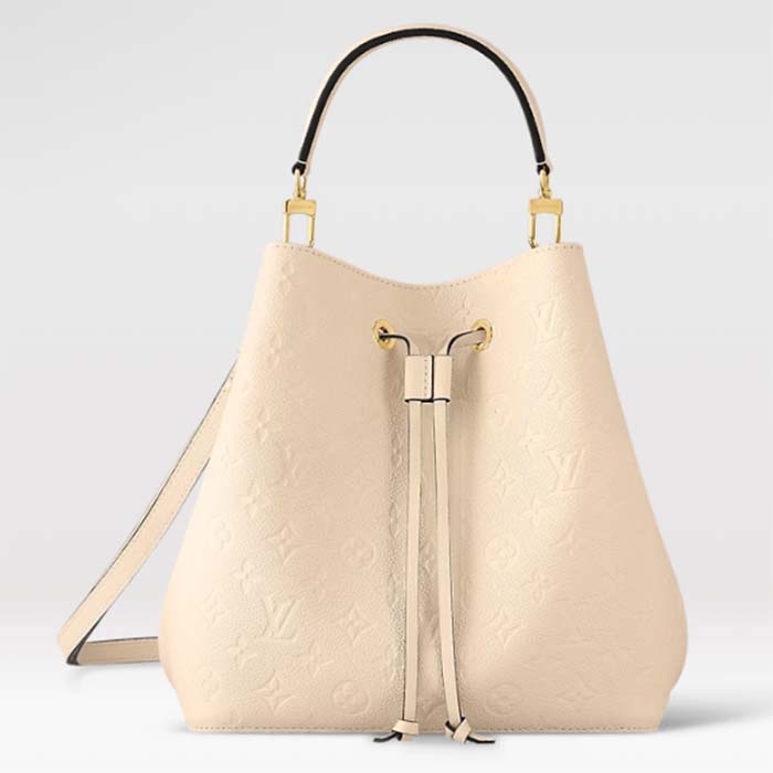 Louis Vuitton Women NeoNoé MM Bucket Bag Crème Beige Embossed Grained Cowhide Leather