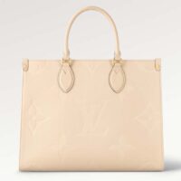 Louis Vuitton Women Onthego MM Tote Bag Crème Beige Embossed Grained Cowhide Leather (6)