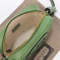 Gucci Women GG Blondie Small Shoulder Bag Green Leather Zipper Closure