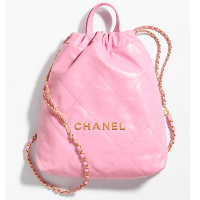 Chanel Women CC 22 Backpack Shiny Calfskin Gold-Tone Metal Lilac