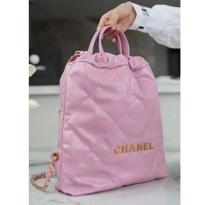 Chanel Women CC 22 Backpack Shiny Calfskin Gold-Tone Metal Lilac (2)