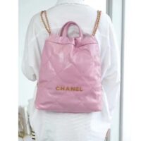 Chanel Women CC 22 Backpack Shiny Calfskin Gold-Tone Metal Lilac (13)