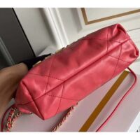 Chanel Women CC 22 Mini Handbag Shiny Calfskin Gold-Tone Metal Coral (7)