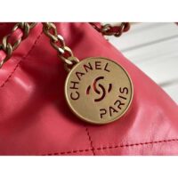 Chanel Women CC 22 Mini Handbag Shiny Calfskin Gold-Tone Metal Coral (7)