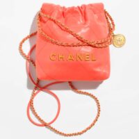 Chanel Women CC 22 Mini Handbag Shiny Calfskin Gold-Tone Metal Coral (7)