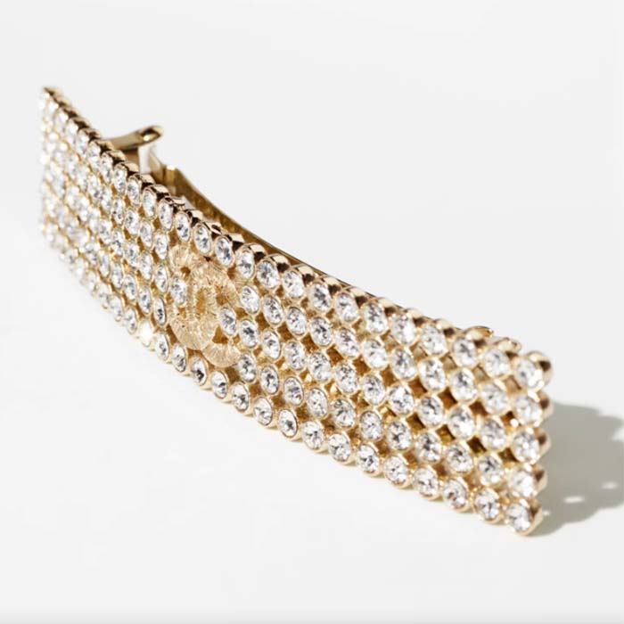 Chanel Women CC Hair Clip Metal Strass Gold Crystal (2)