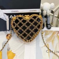 Chanel Women CC Heart Minaudiere Lambskin Gold-Tone Metal Black (6)
