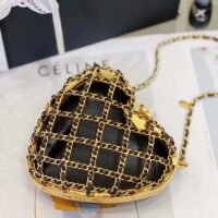 Chanel Women CC Heart Minaudiere Lambskin Gold-Tone Metal Black (6)