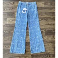 Chanel Women CC Jeans Printed Denim Light Blue White (6)