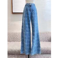 Chanel Women CC Jeans Printed Denim Light Blue White (6)