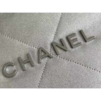 Chanel Women CC Large Back Pack Chanel 22 Handbag Metallic Calfskin Silver-Tone Metal (6)