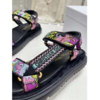 Dior Unisex CD D-Wave Sandal Multicolor Dior Indian Purple Embroidered Cotton (8)