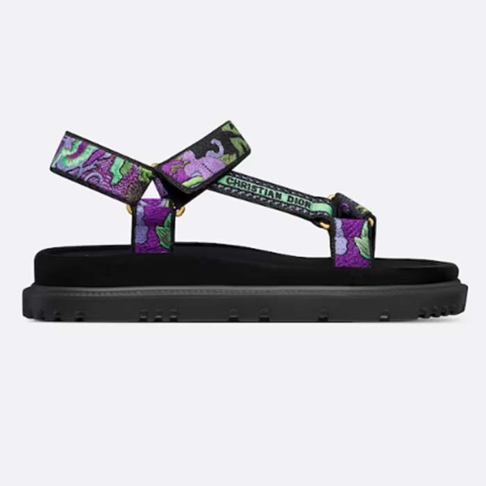 Dior Unisex CD D-Wave Sandal Multicolor Dior Indian Purple Embroidered Cotton