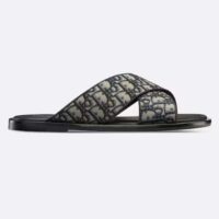 Dior Unisex CD Dior Alias Sandal Beige Black Dior Oblique Jacquard Calfskin Insole