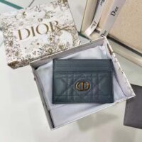 Dior Unisex CD Dior Caro Five Slot Card Holder Cloud Blue Supple Cannage Calfskin (4)