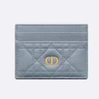 Dior Unisex CD Dior Caro Five Slot Card Holder Cloud Blue Supple Cannage Calfskin