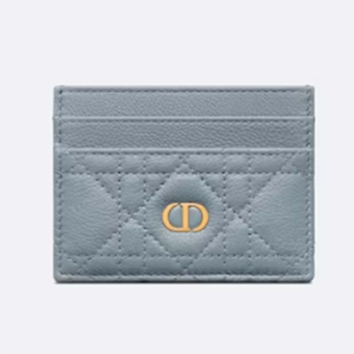 Dior Unisex CD Dior Caro Five Slot Card Holder Cloud Blue Supple Cannage Calfskin
