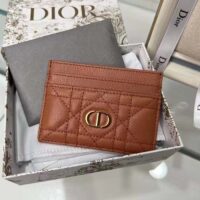 Dior Unisex CD Dior Caro Five Slot Card Holder Medium Tan Supple Cannage Calfskin (1)